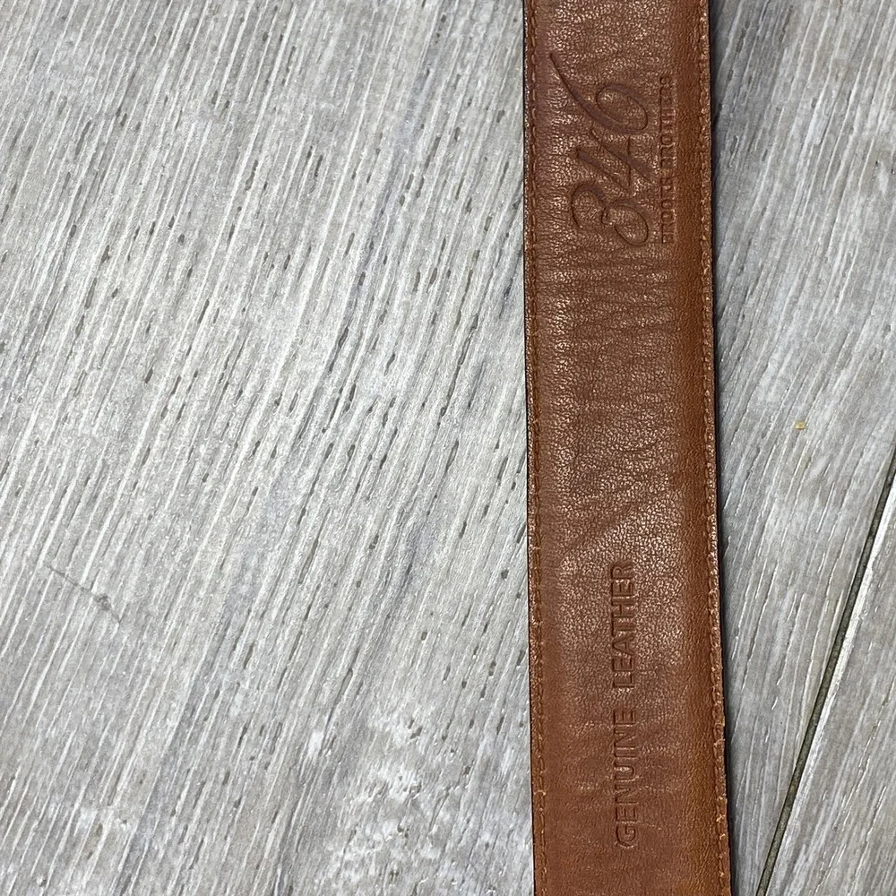 Brooks Brothers‎ 346 Belt Mens Brown Genuine Leather Silver Buckle Classic Brass